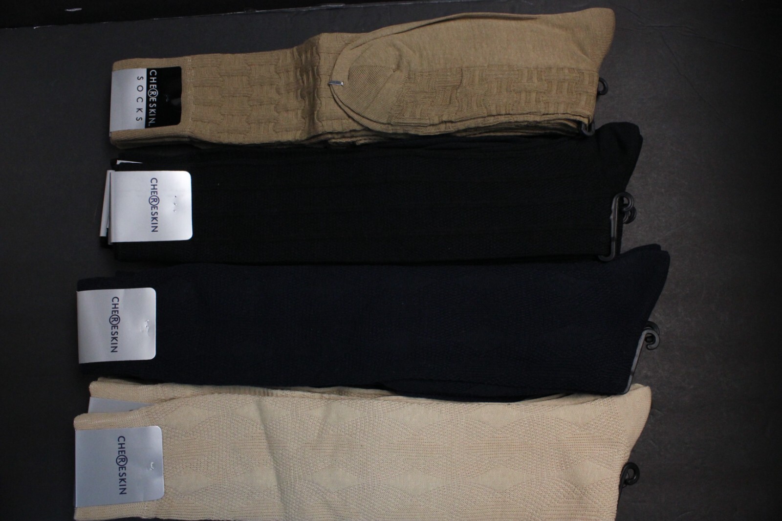 4 pair Knee high Socks Men’s Over the Calf Cotton Blend Socks Black tan navy