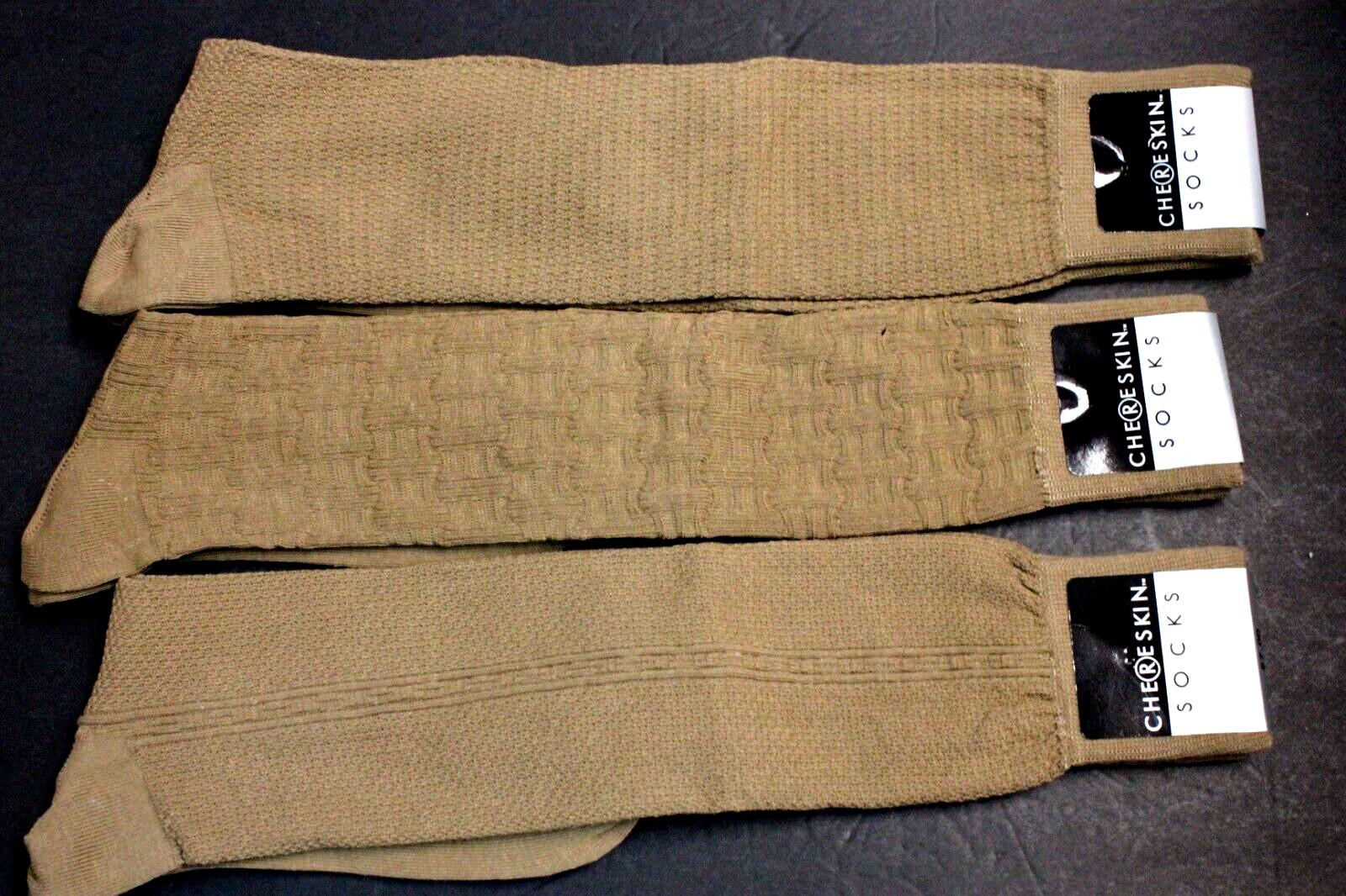 3 pair 10-13 Men’s Dress Over the Calf Crew Work Socks tan Taupe SZ 6-12
