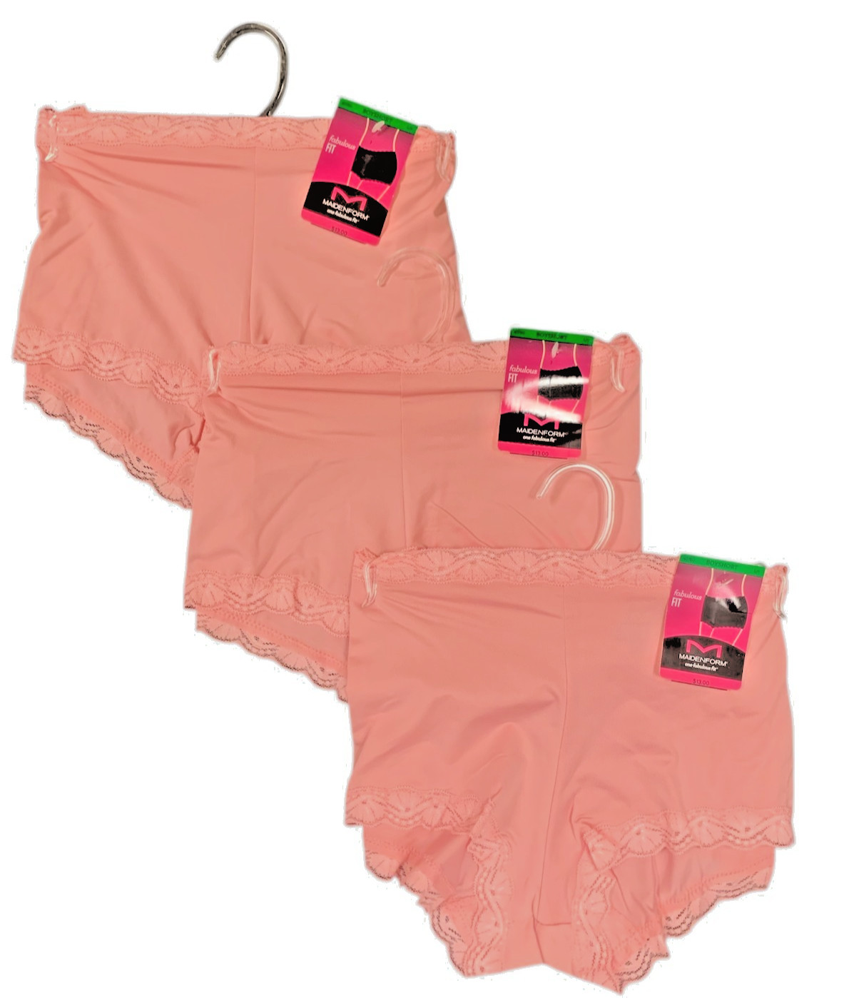Maidenform Women’s 3 Pack Boyshort with Lace 40760 Coral Zest