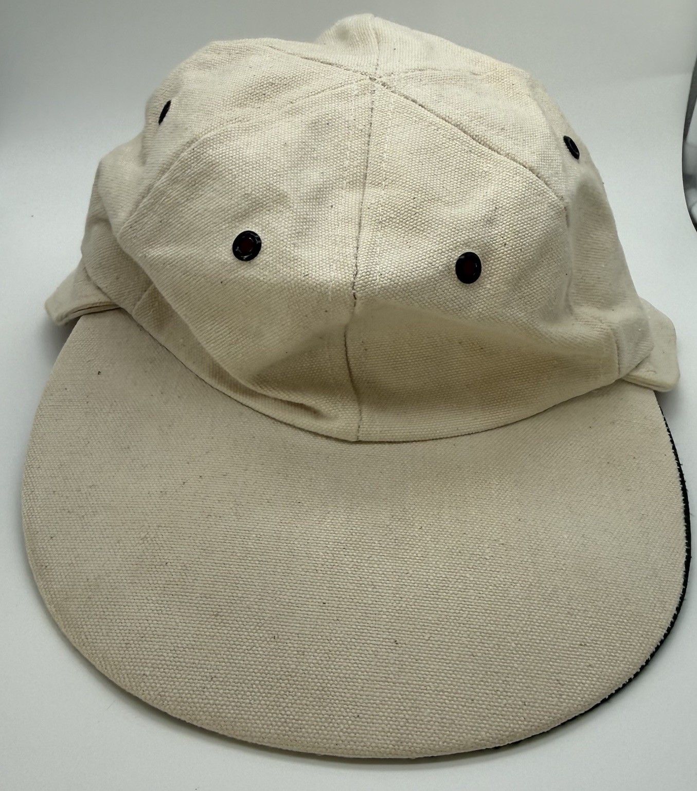 VTG 80s 90s Columbia Hat Fishing Flap Cap Big Bill Made in USA Beige Tan Large