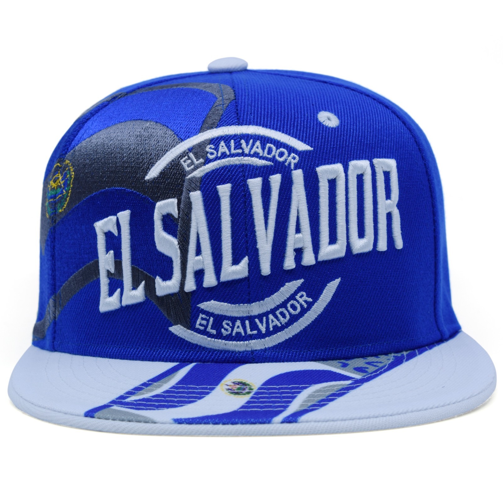 El Salvador TP Double Shadow Flag Country Name Embroidery Snapback Hat Cap