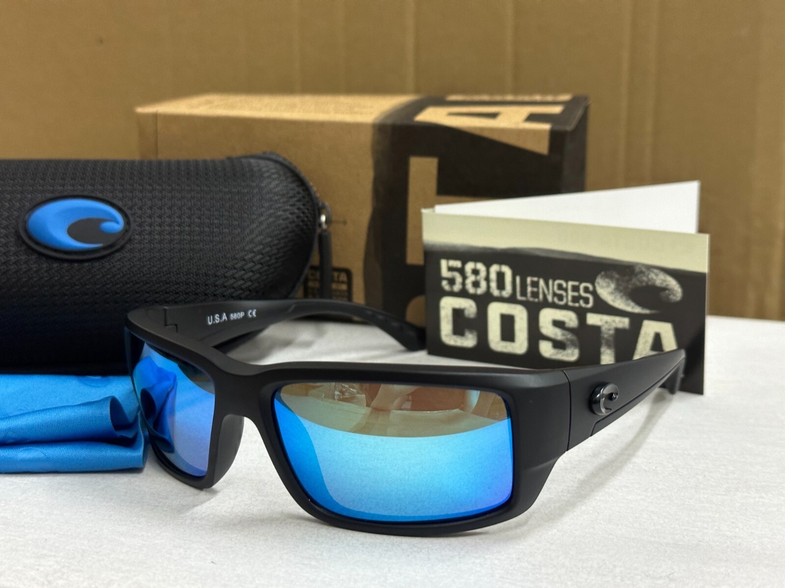 Costa Del Mar FANTAIL Matte Black Frame/Green 580P Polarized Lenses Sunglasses
