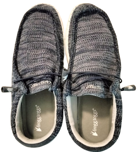 Mens Frog toggs soft blue knit fabric slip on casual comfort loafers size 12