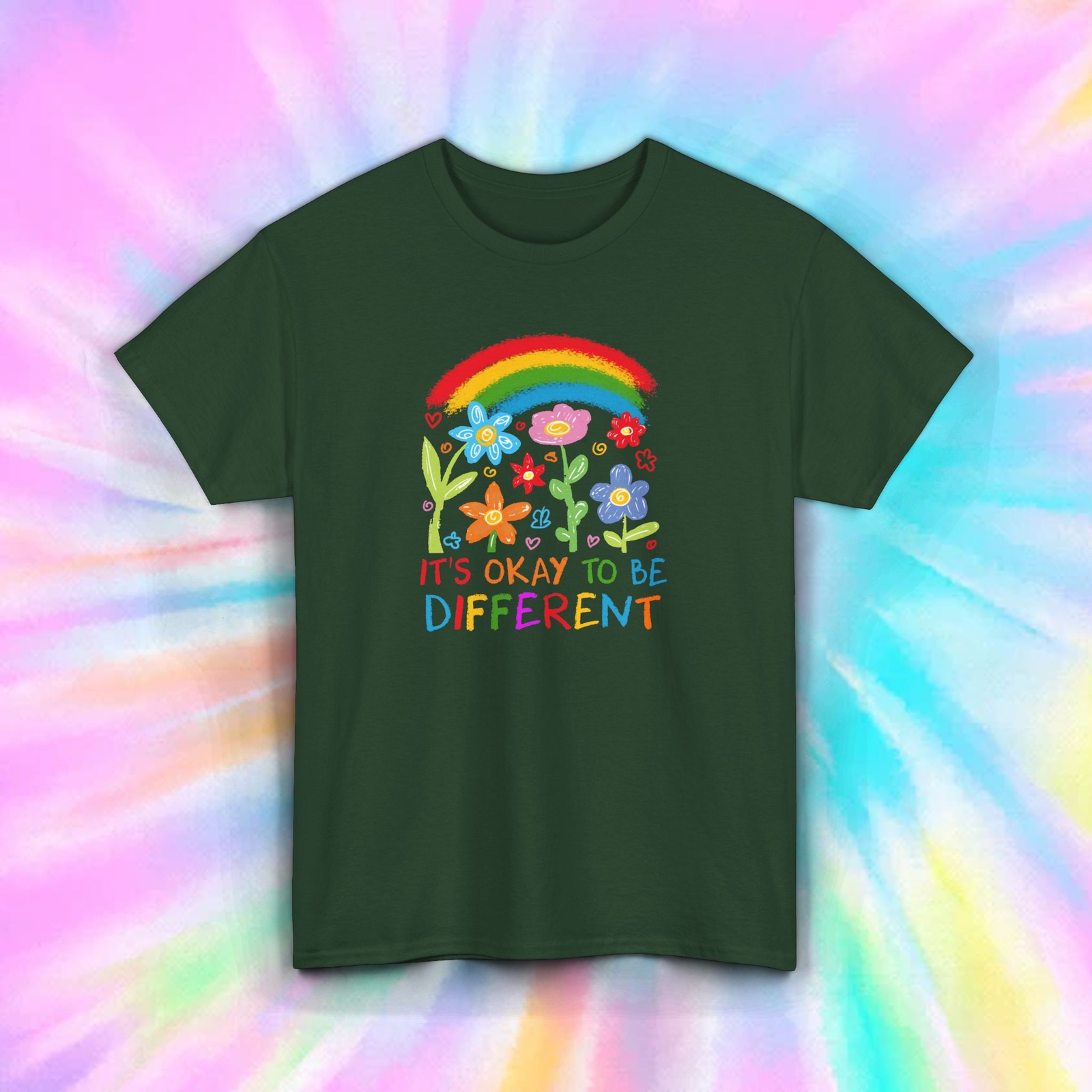 Be Different Shirt Autism Awareness Rainbow Flowers Kindness Tee S-5XL