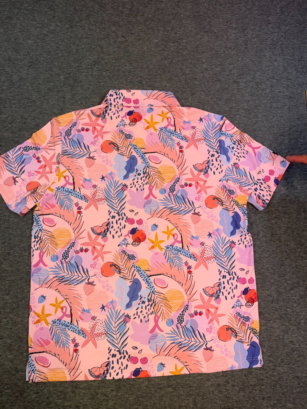 Sunday Swagger Mens Golf Polo Fighting Fruits Breast Cancer Awareness Pink