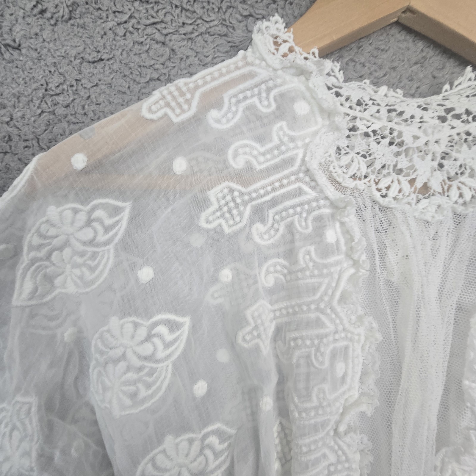 Antique 1900s 10s 20s Embroidered Cotton Lace Lawn Tea Under Dress XXS/XS READ