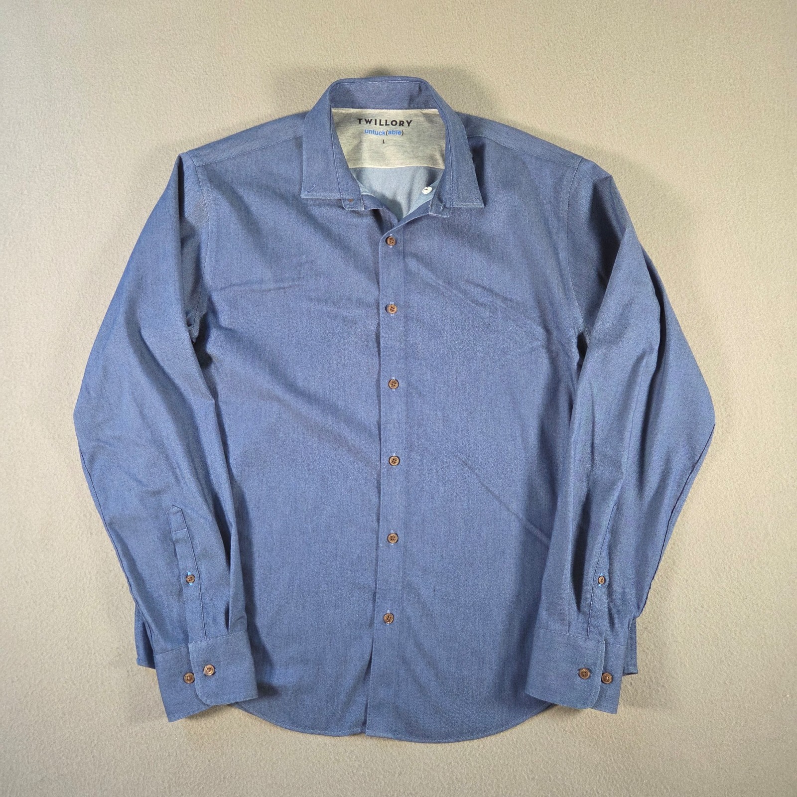 Twillory Shirt Mens Large Blue Untuckable Button Down Long Sleeve Cottton Blend