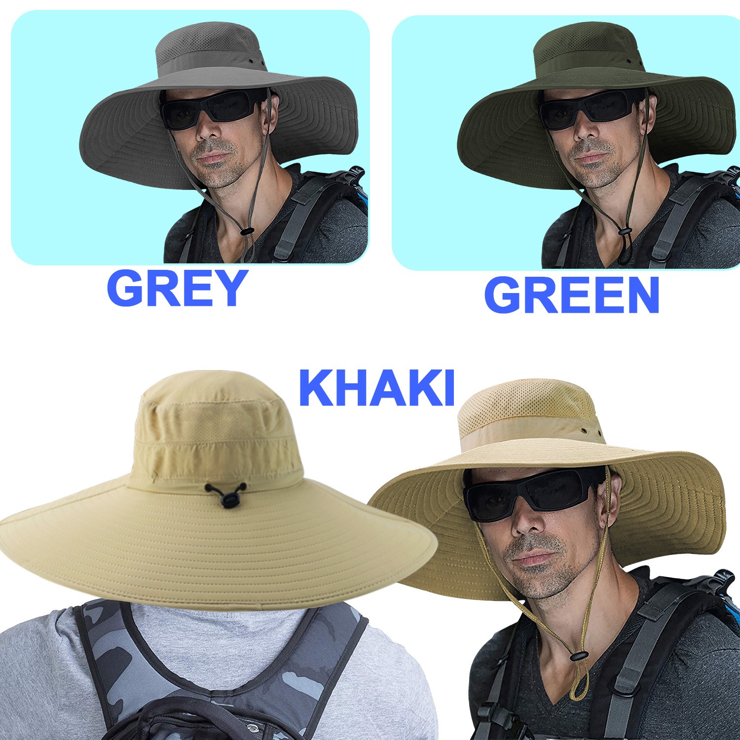 15CM Wide Brim Sun Hat & UV Protection Arm Sleeves For Hiking Camping Fishing