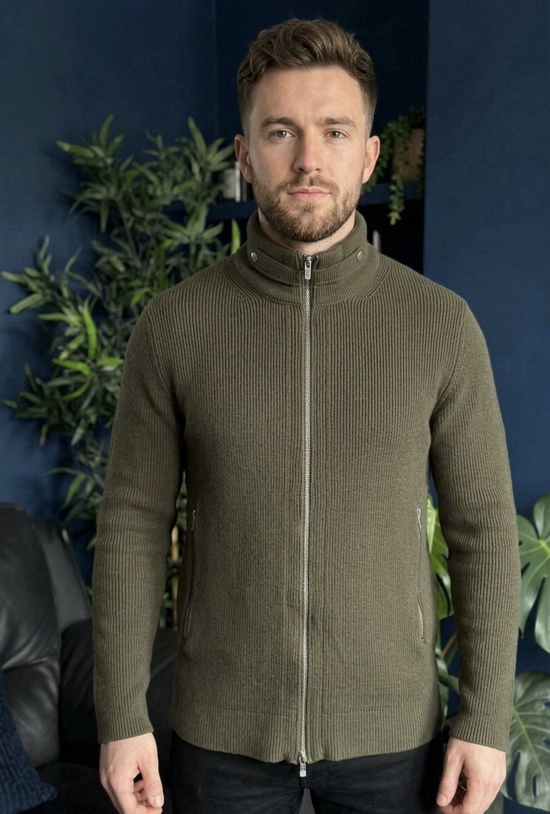 2007 C.P. Company Full Zip Hooded Cardigan Green Knitted Mens Size 52 Large