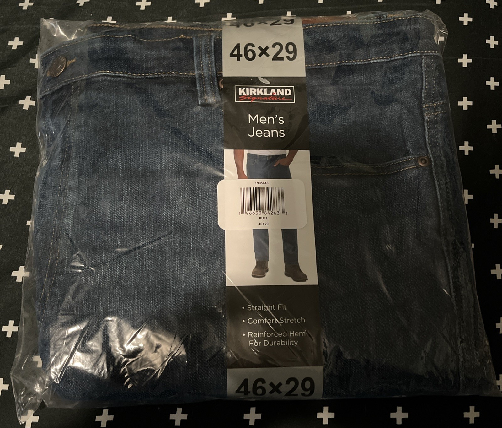Kirkland Straight Fit, Comfort Stretch Mens Jeans BLUE 46×29