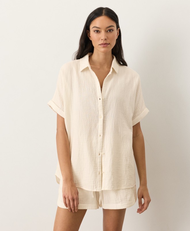 Pact – Organic Coastal Double Gauze Relaxed Oversized Shirt (Choose Color/Size)