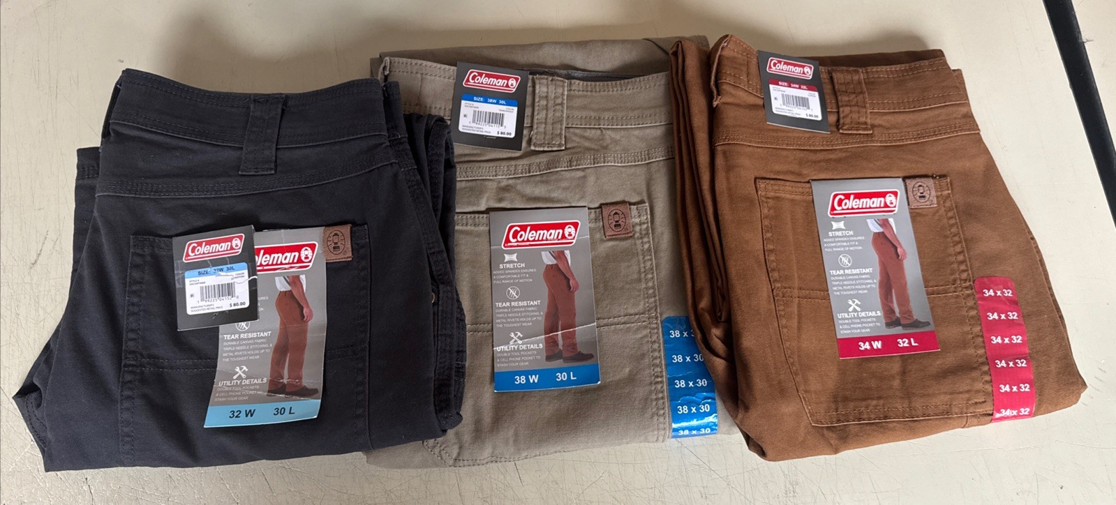 PICK SIZE / COLOR – Coleman Men’s Stretch Tear Resistant Utility Pants