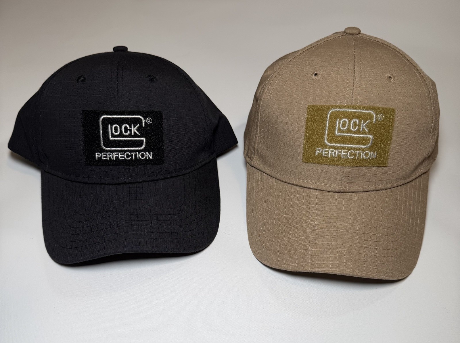 Glock Perfection Baseball Cap Hat Adjustable Lot Of 2 Black Tan