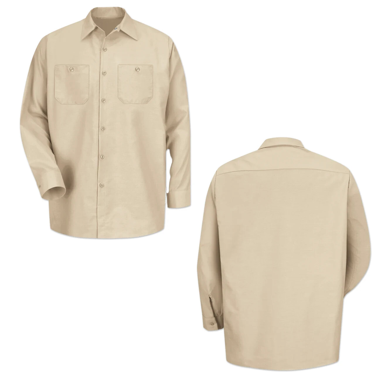 Red Kap Work Shirt Solid Color 2 Pocket Men’s Industrial Uniform Long Sleeve