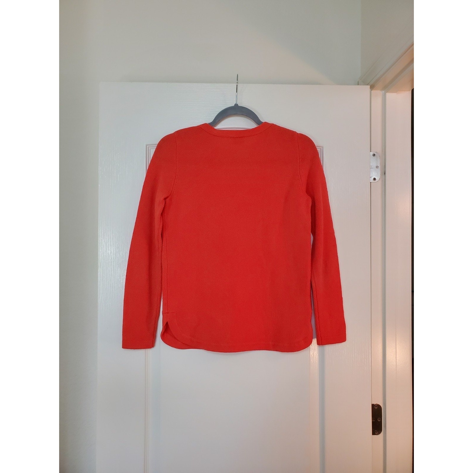 Wallace Merino Wool Rust Orange Shoulder Buttons Tight-Knit Sweater Womens Small