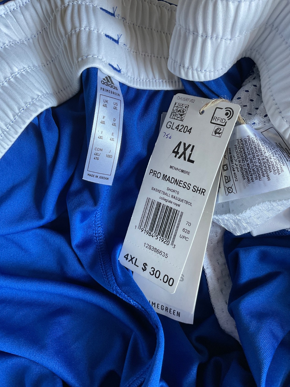 Adidas Pro Madness Short Polyester Royal Blue New Men 4XL 9 In Inseam Basketball