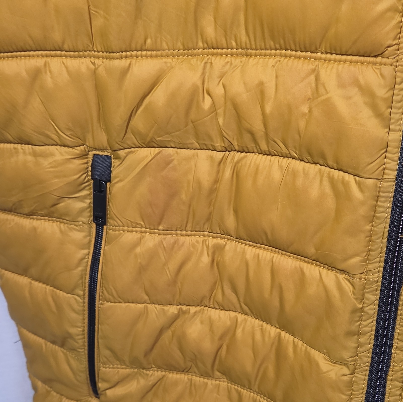DKNY Men’s Gold Packable Insulated Puffer Jacket Zip Stand-Up Collar L #0046