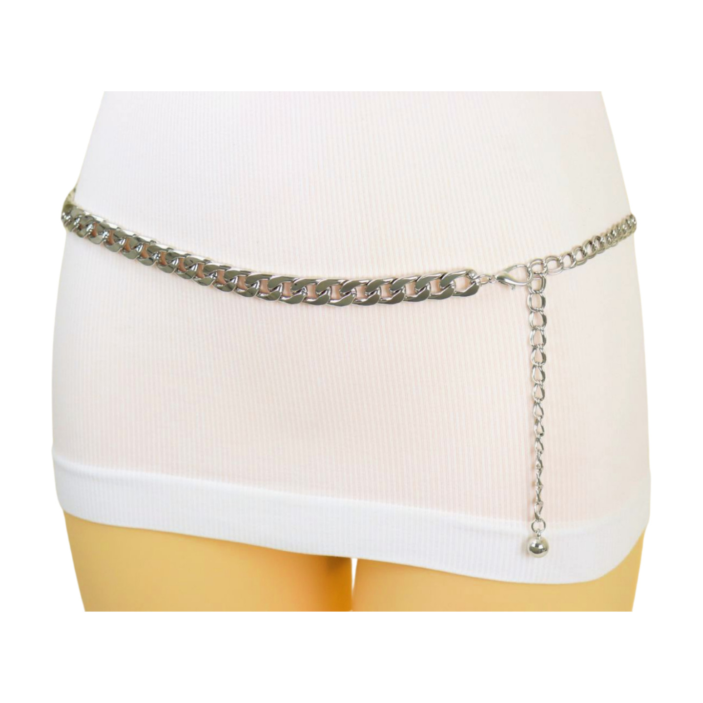 Women Silver Metal Chain Links Skinny Fashion Belt Hip High Waist Fit Size S M L