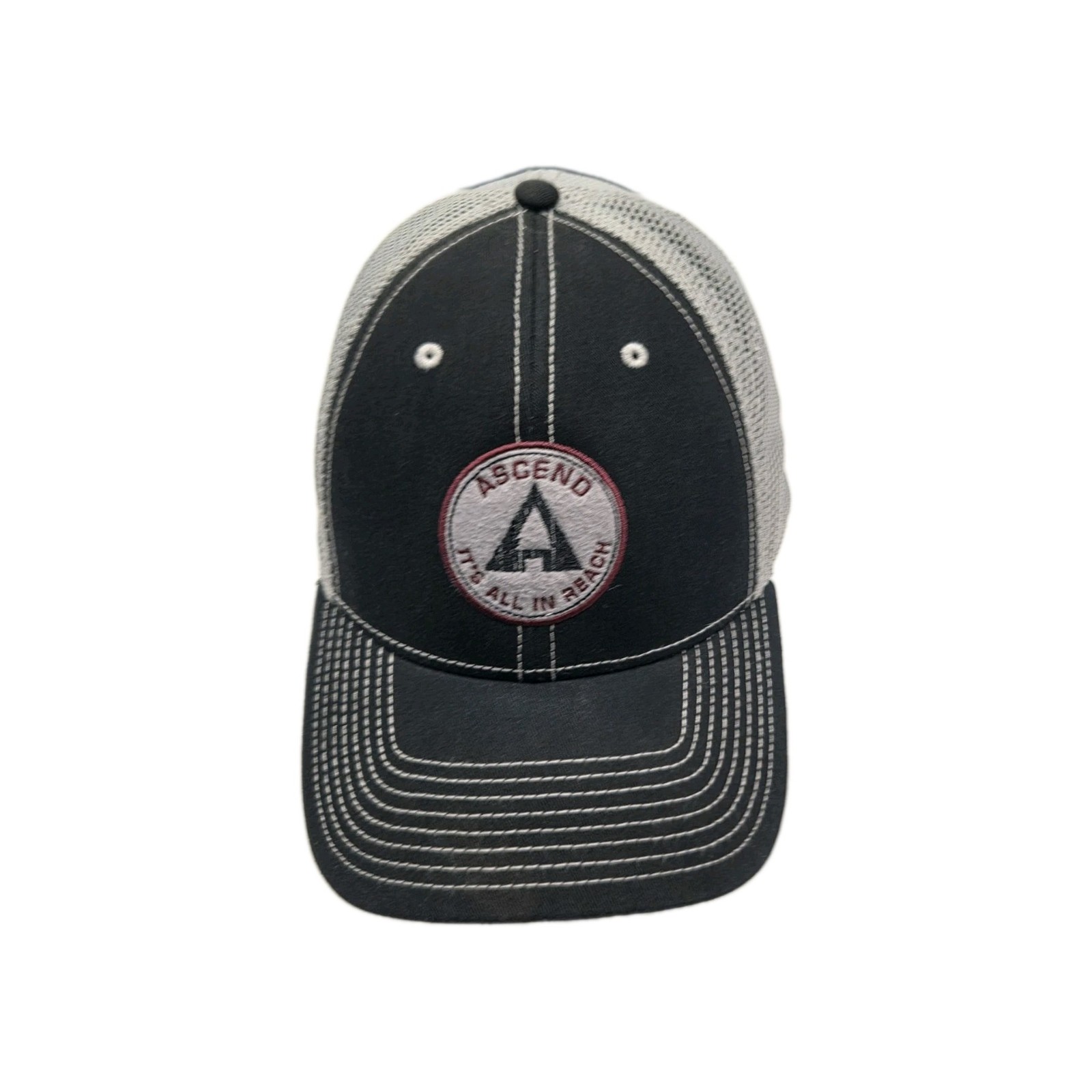 Ascend Trucker Hat Silver Black Adjustable Snap Back