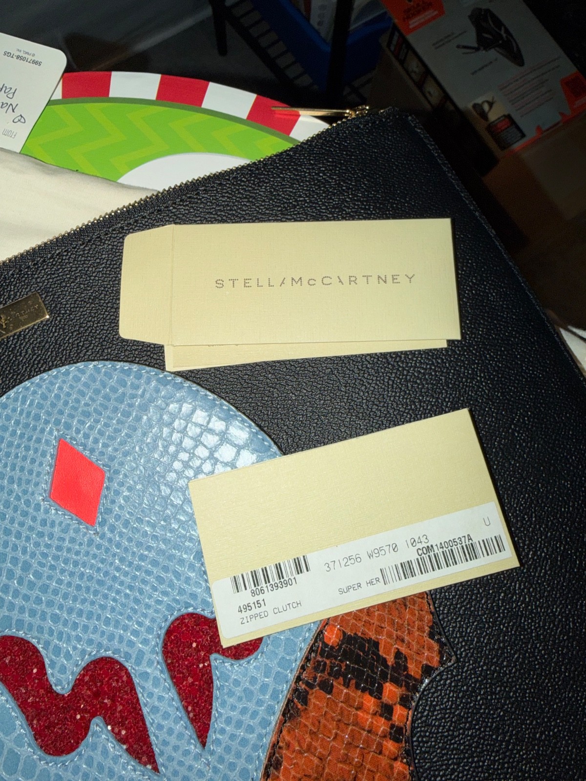 Stella McCartney “Super Hero” Applique Zip Clutch