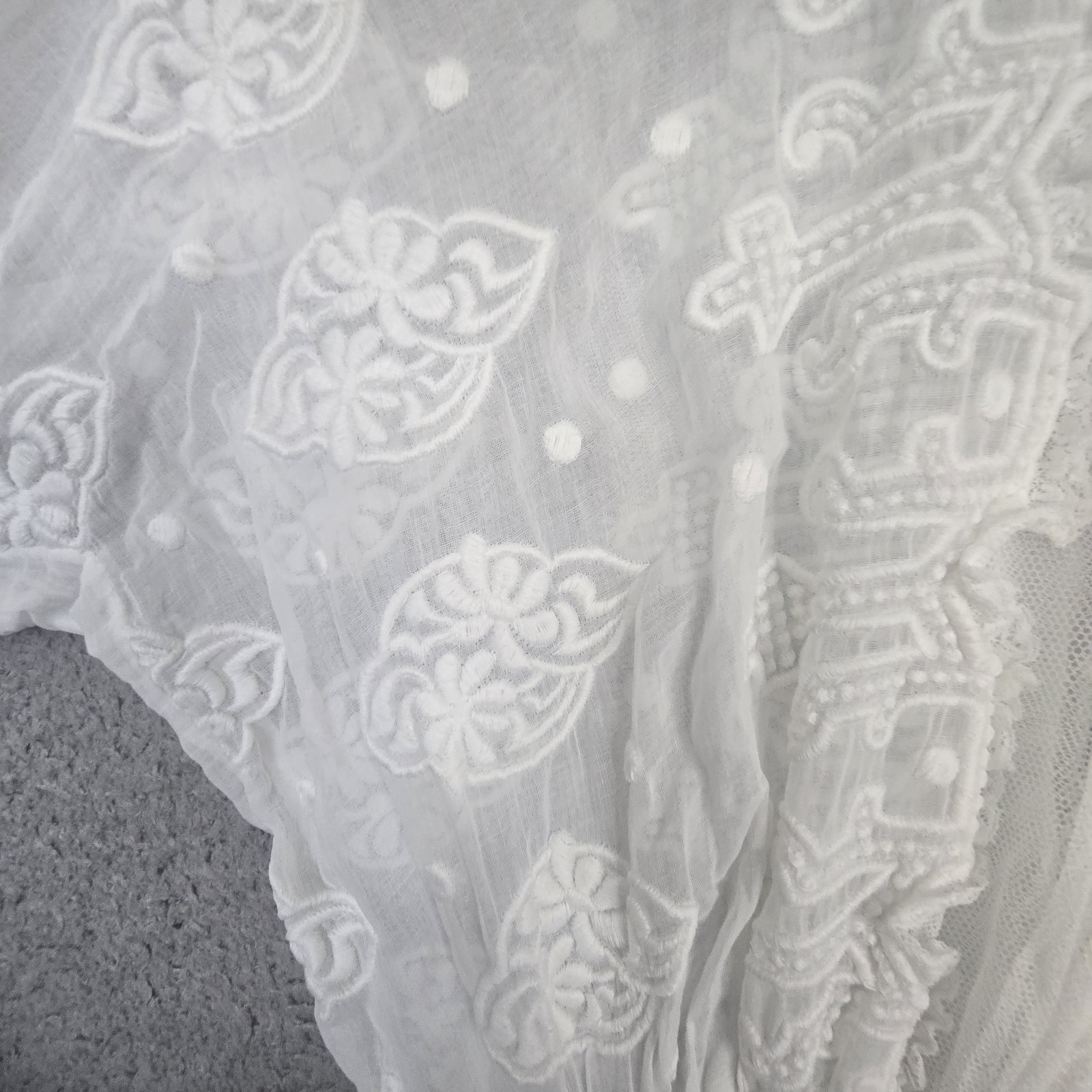 Antique 1900s 10s 20s Embroidered Cotton Lace Lawn Tea Under Dress XXS/XS READ