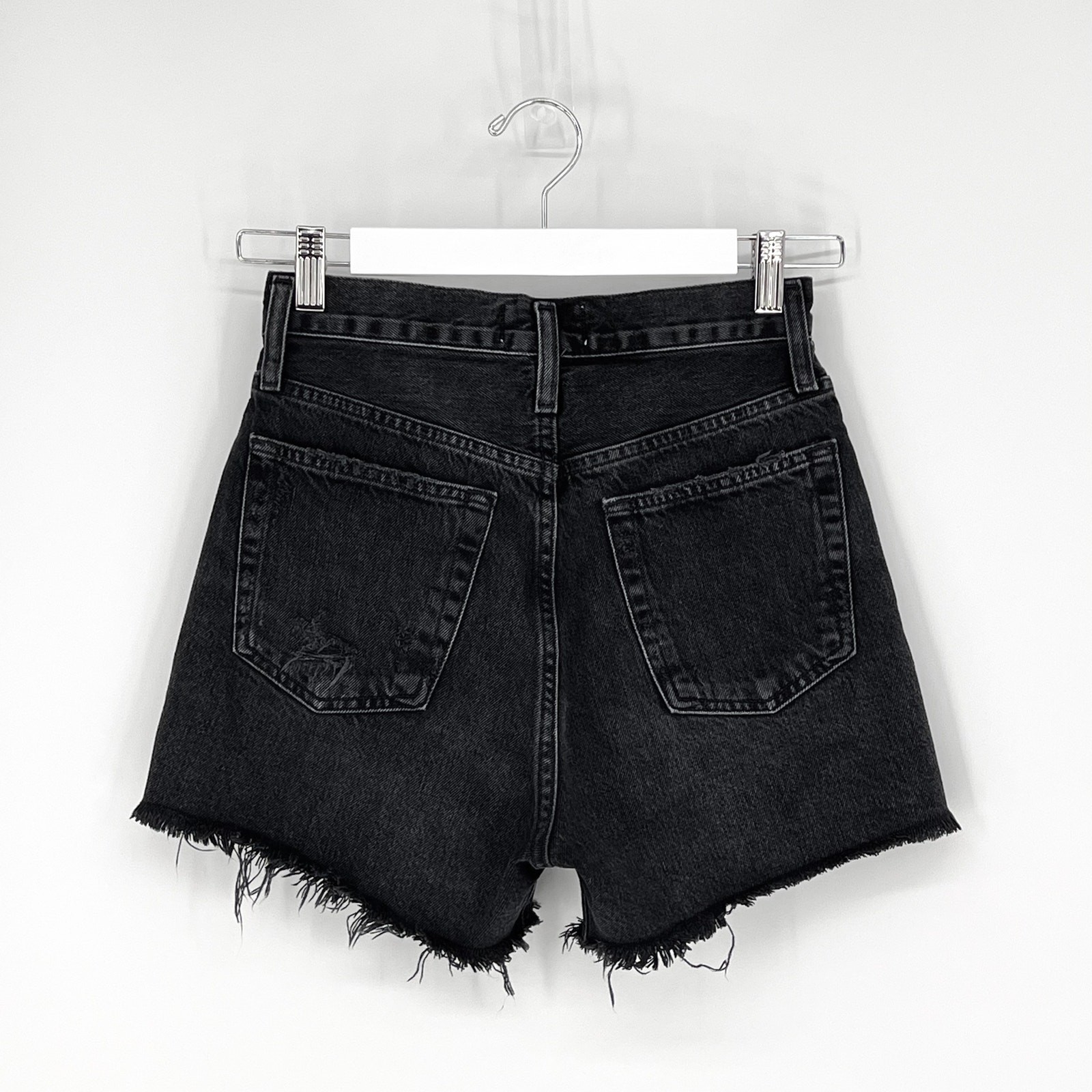 AGOLDE Women’s Size 24 Riley High Rise Denim Shorts Vortex Black 100% Cotton