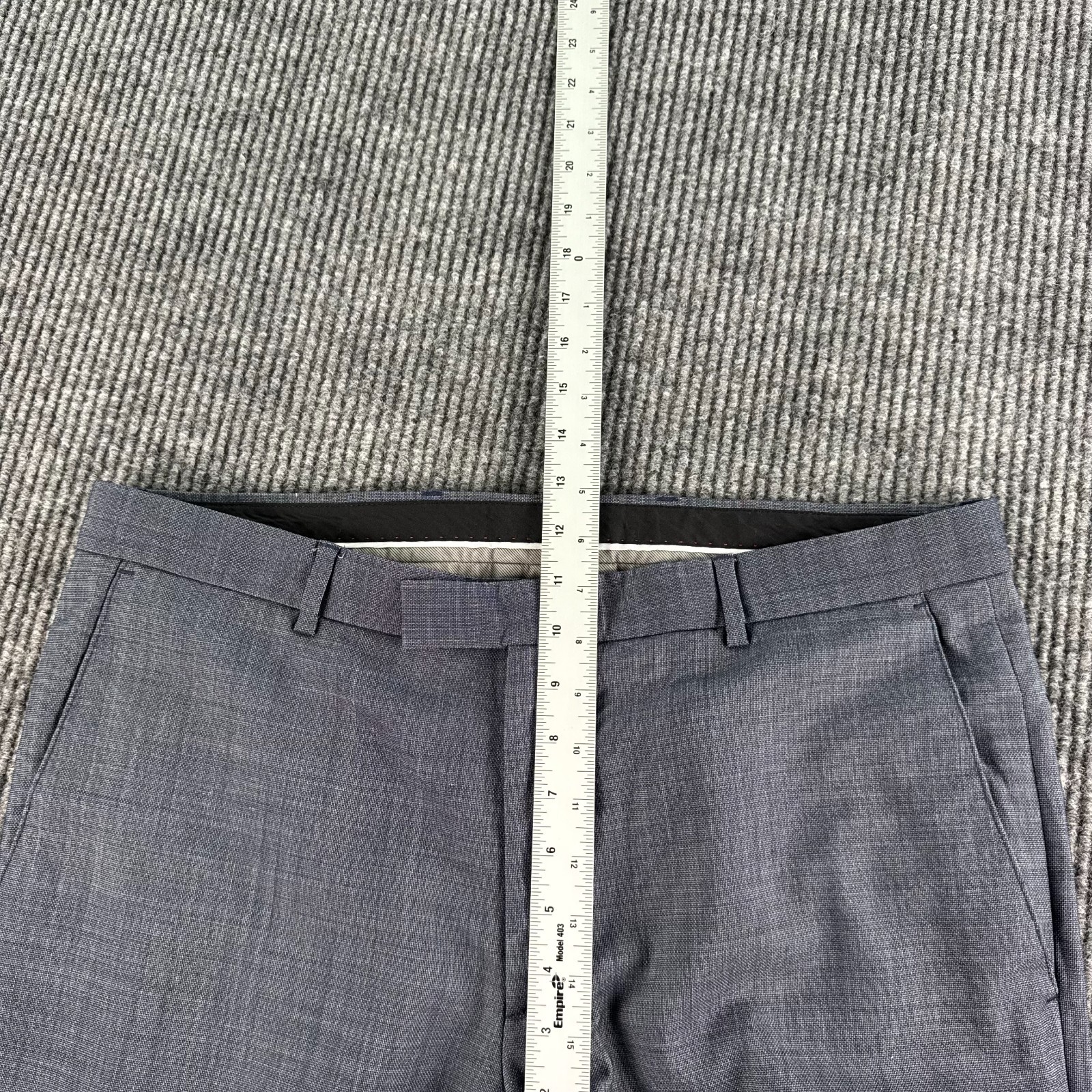 Strellson Pants Men 36×29.5 Blue Linen Hopsack Flat Front Summer Premium Slacks