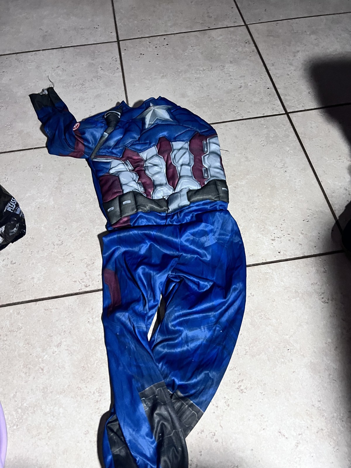 Captain America Halloween Costume. Approx Size S. Padded Muscles