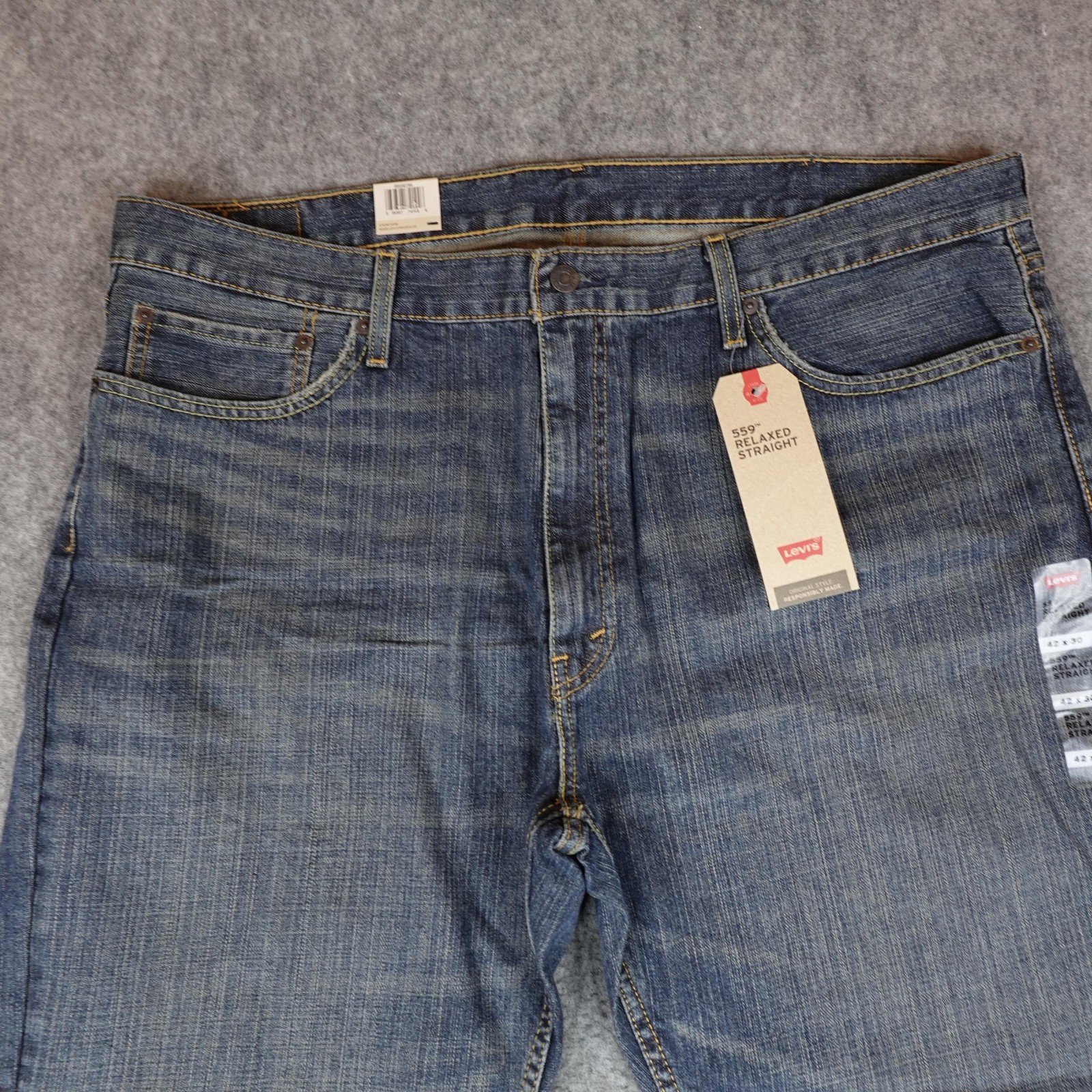 Levis Jeans Mens 42×30 Blue 559 Relaxed Straight Denim Pants Dark Stone Wash NWT