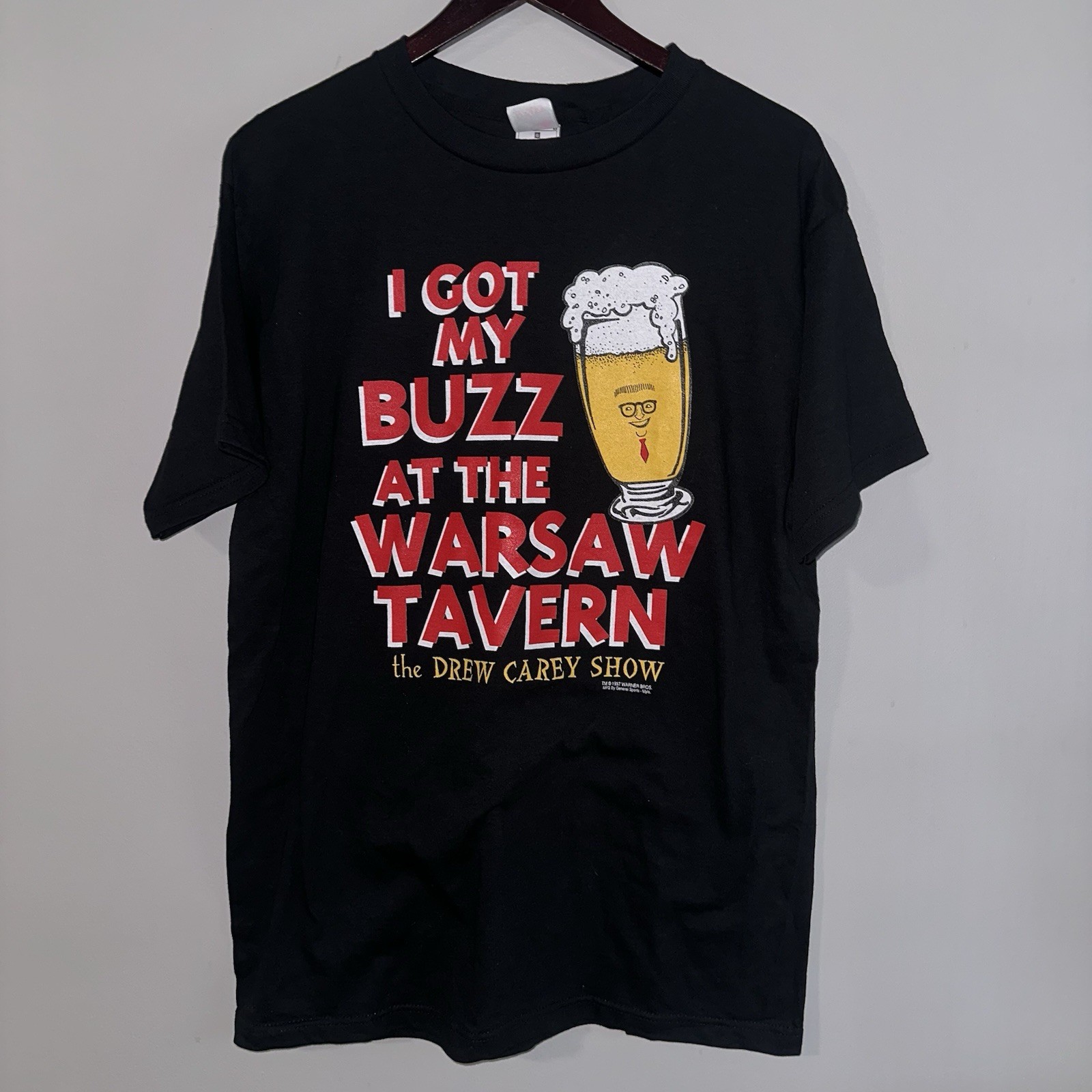 Vintage 1997 The Drew Carey Show Warsaw Tavern Beer Graphic T Shirt Mens L TV