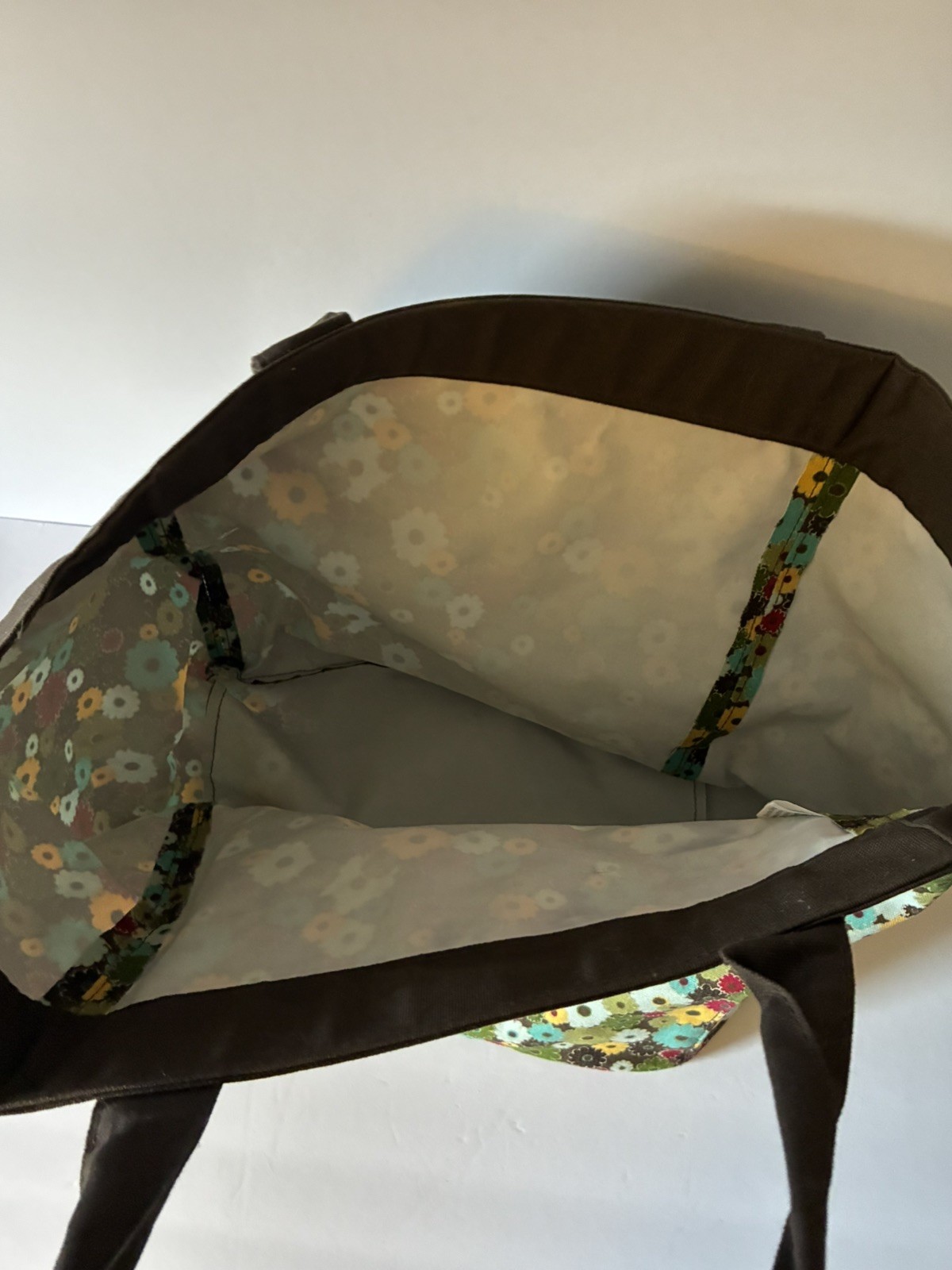 Thirty One Large Open Tote Bag In Windsor Bouquet Brown Floral