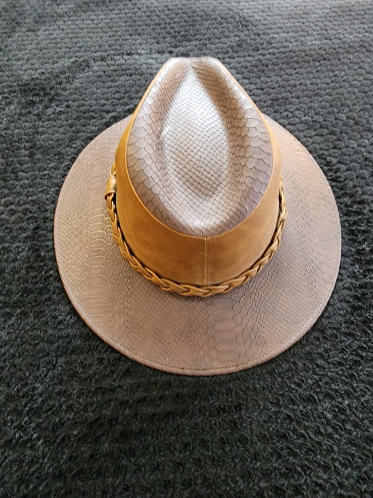 Brown Fedora Hat Adjustable Animal Print Men Classic Fall Winter Casual