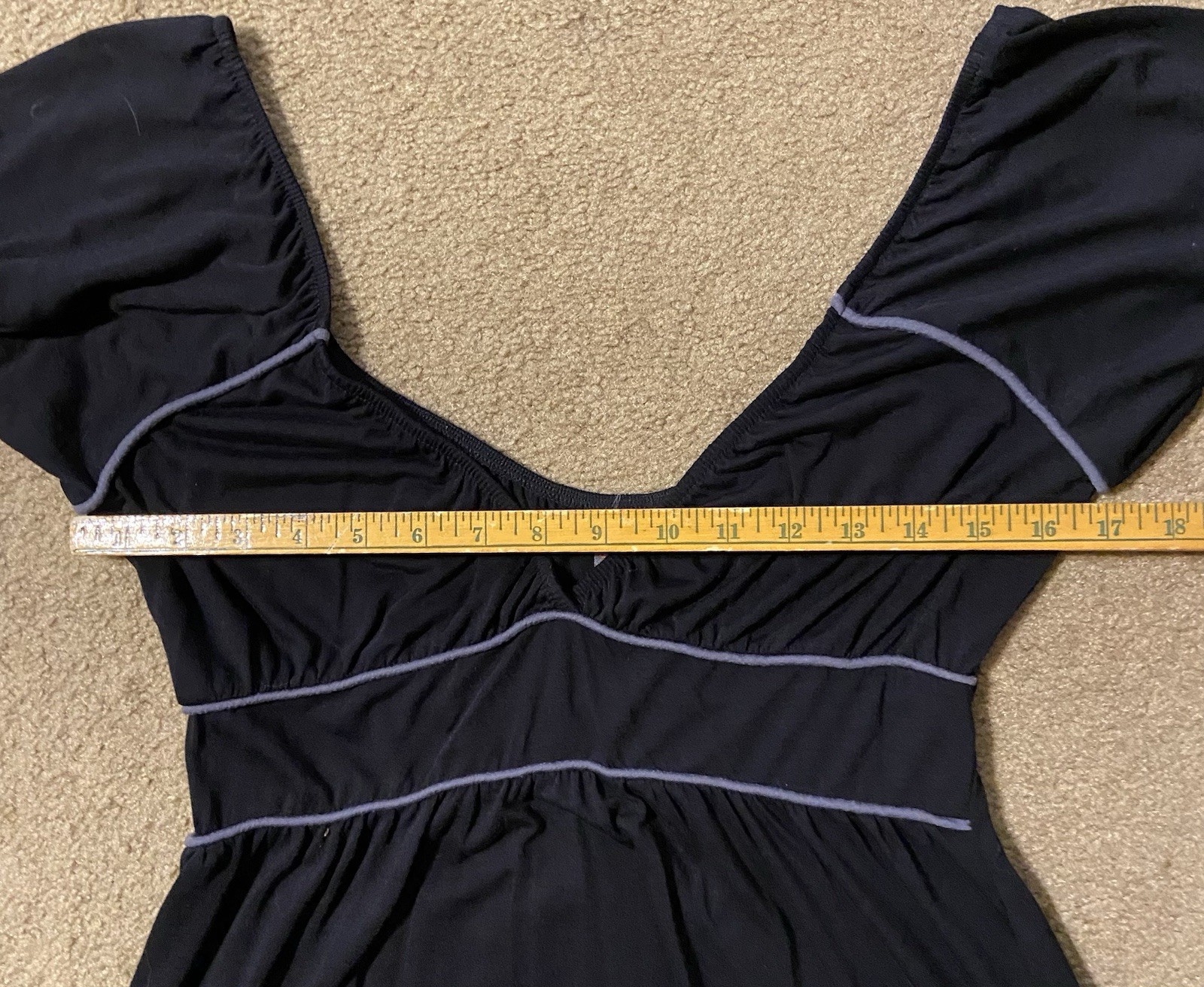 So Sik Black Dress T-shirt Knit Fabric Deep V-Neck Size Small Cute Swim Cover