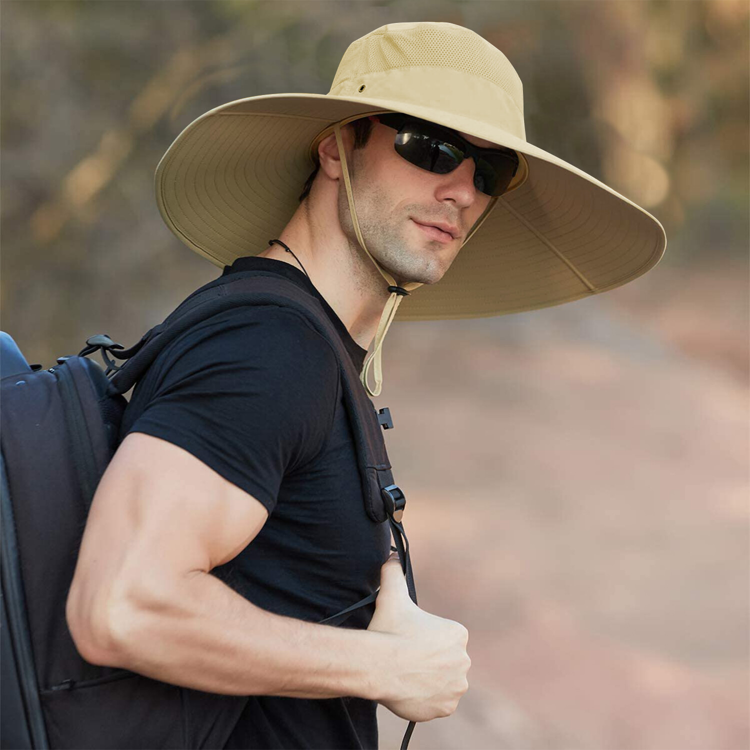 Wide Brim Sun Hat Breathable Bucket Cap Summer Fishing UV Protection Men Women