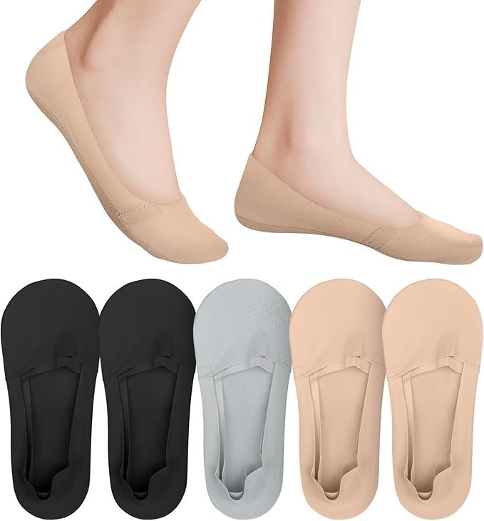 5 Pack Invisible Socks for Women Non Slip Low Cut Invisible Liner Footies Thin S