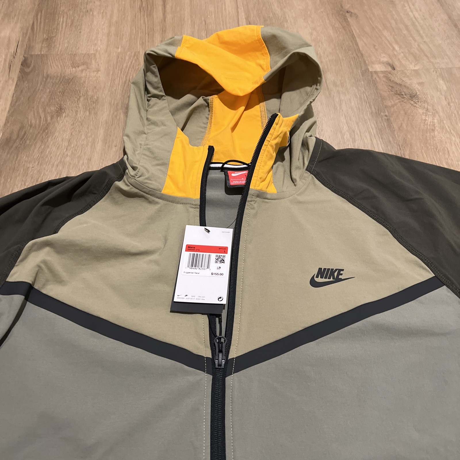 Nike Tech Windrunner Full Zip Hooded Jacket Olive Green Men Size $155 IB8956-276