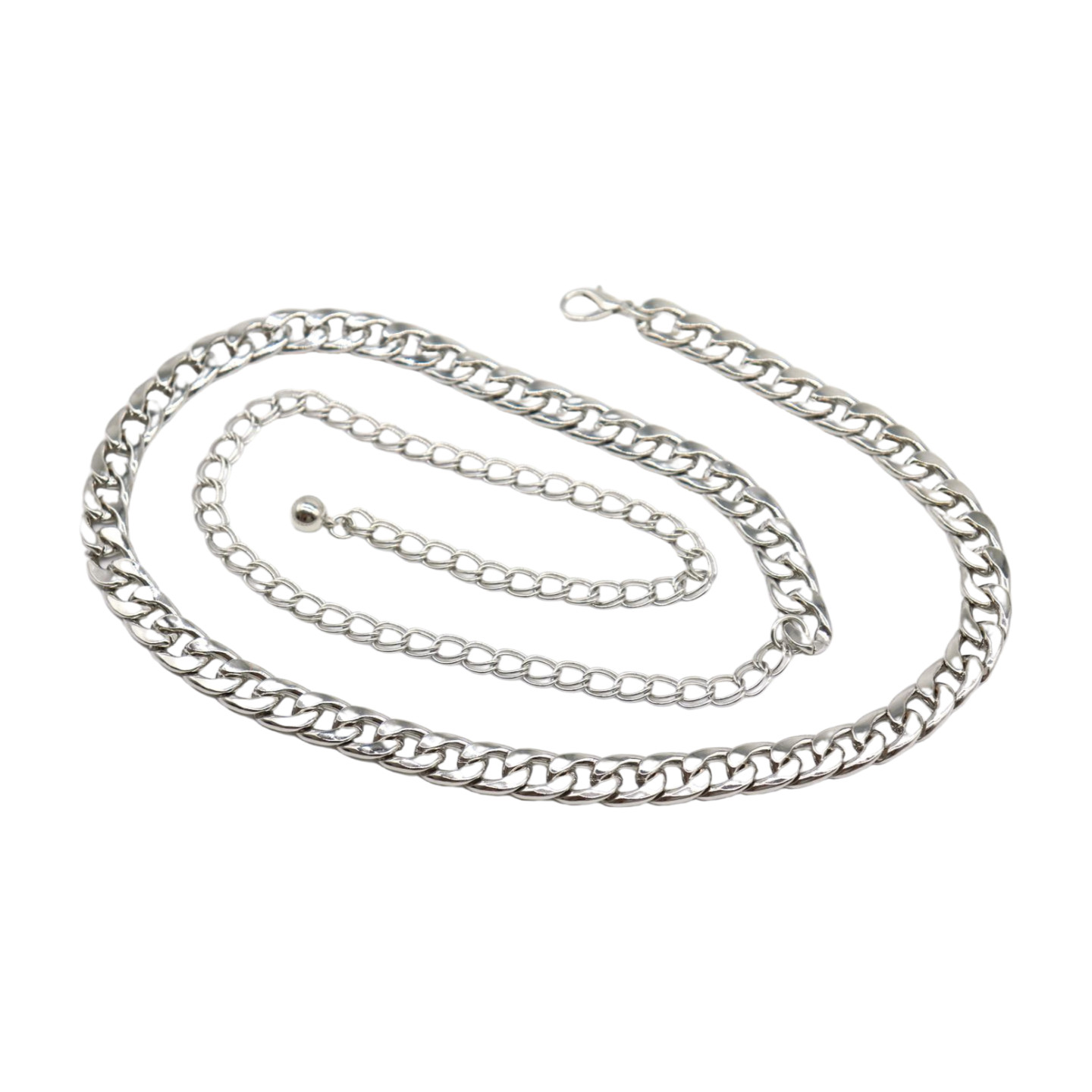 Women Silver Metal Chain Links Skinny Fashion Belt Hip High Waist Fit Size S M L