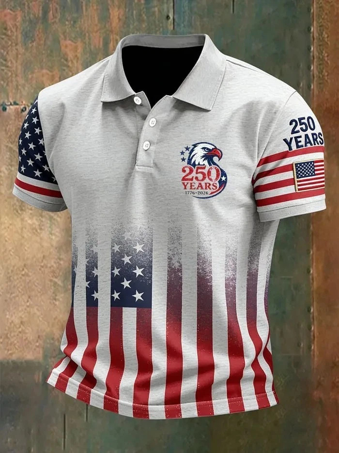 250th Anniversary Polo Shirt 1776-2026, American Flag Polo Men