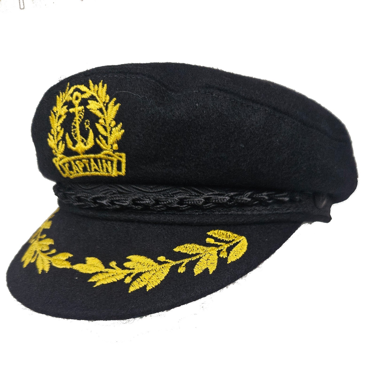 Authentic Aegean Greek Captains Cap ~BLACK~ Multiple Sizes – NOS