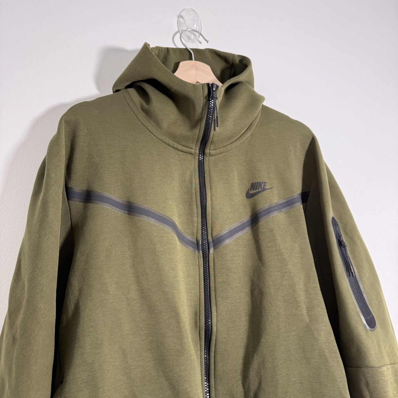 Nike Tech Fleece Windrunner Full Zip Hoodie Olive Green Men’s Size Large