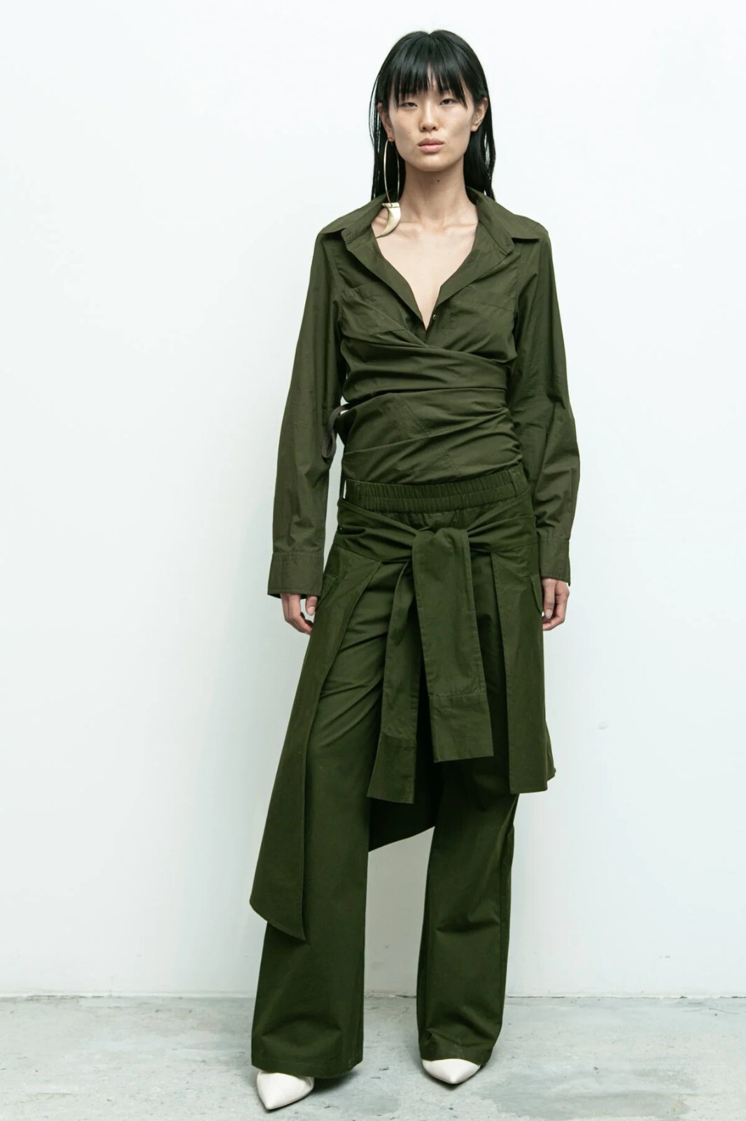 NWT $485 SoHo Designer Nicholas K Free People Micah Pants Green Tie Wrap L Large