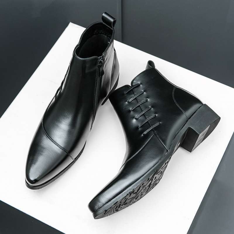 Men’s Chukka Side Lace Ankle Boots Leather Business Banquet Dress Shoes Vintage