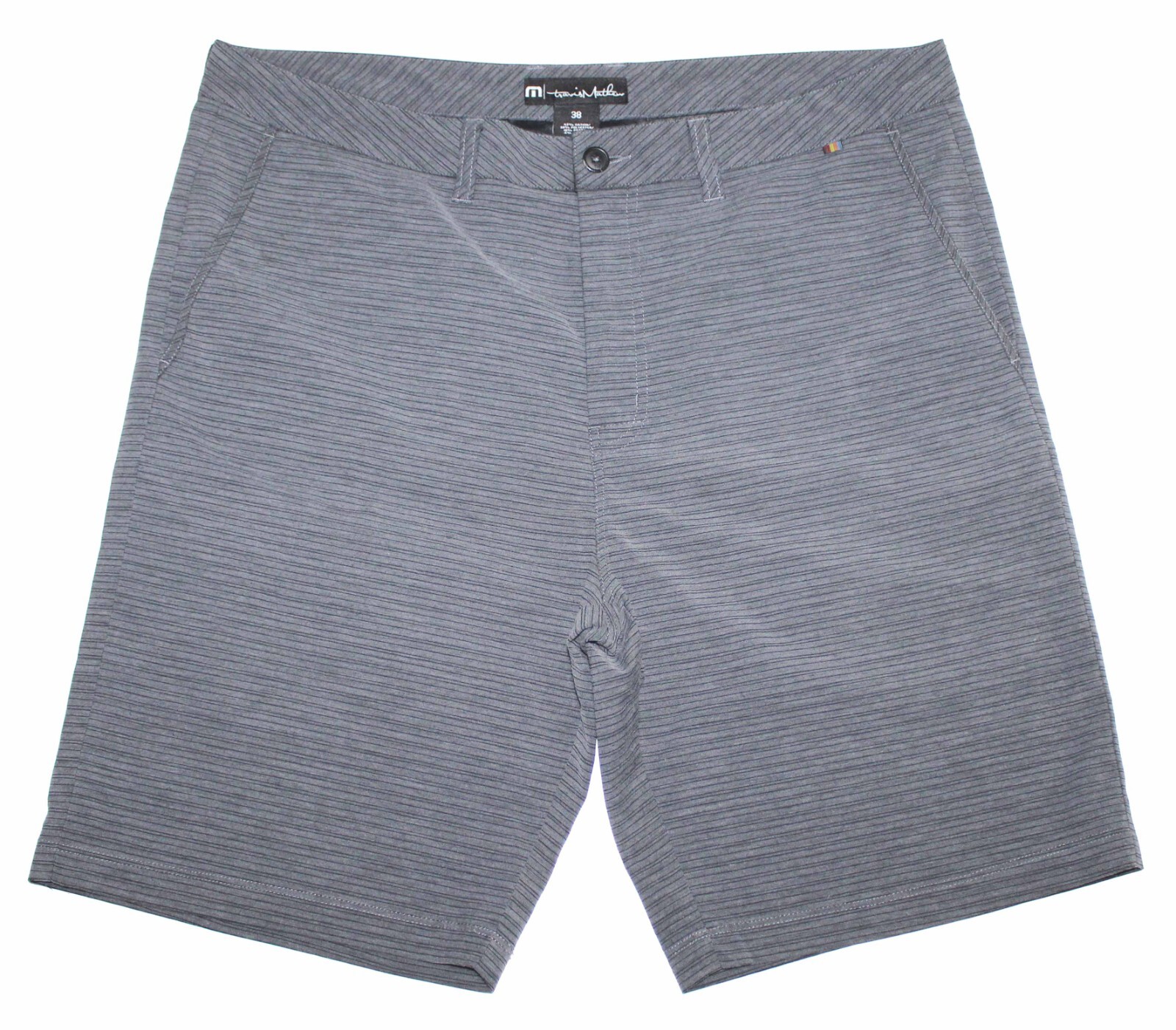 Travis Mathew Chino Gray Striped Blended Fabric Golf Shorts Mens Size 39