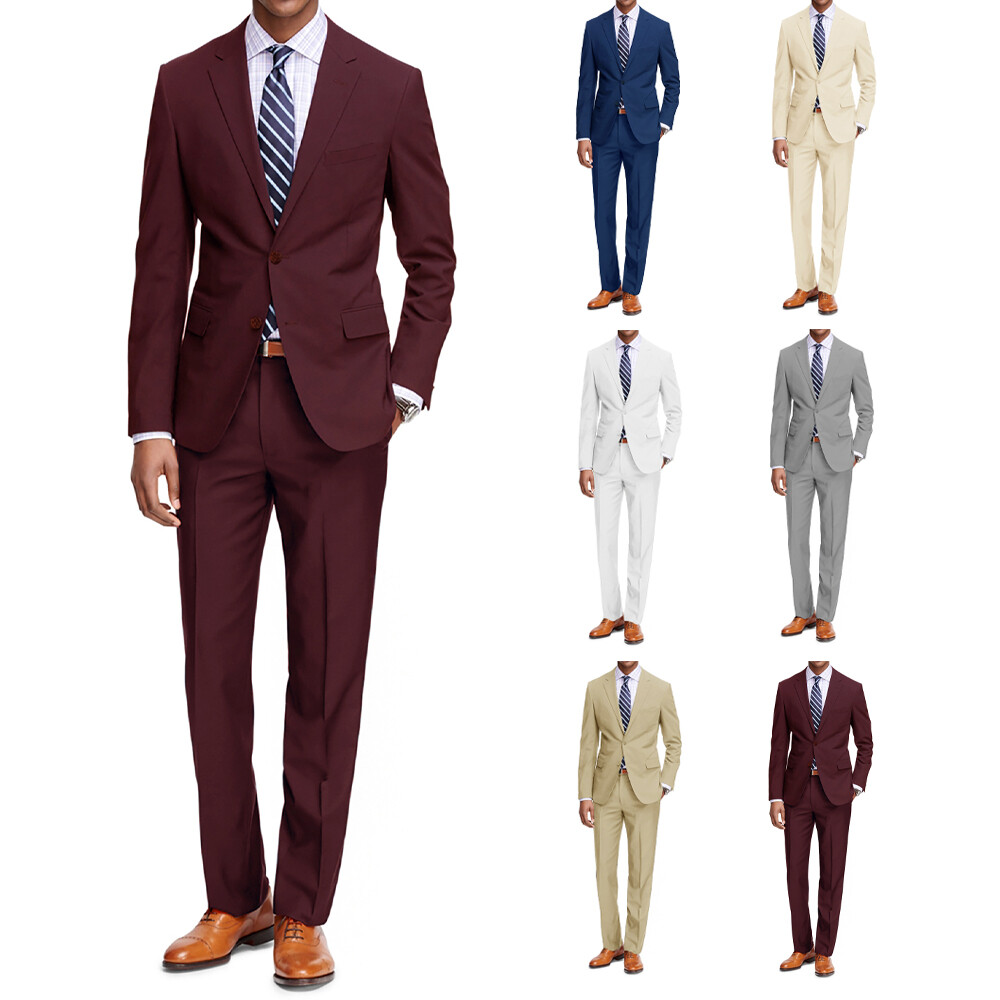 Braveman Men’s Two Piece Classic Regular Fit Suits Jacket and Pant 2 Piece Set