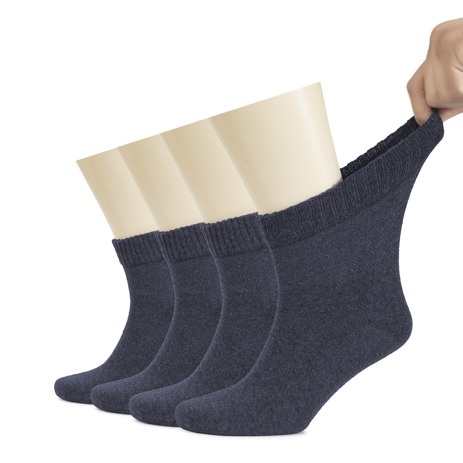 Hugh Ugoli Cotton Diabetic Men’s Socks, Ankle, Loose, Wide Stretchy, 4 Pairs