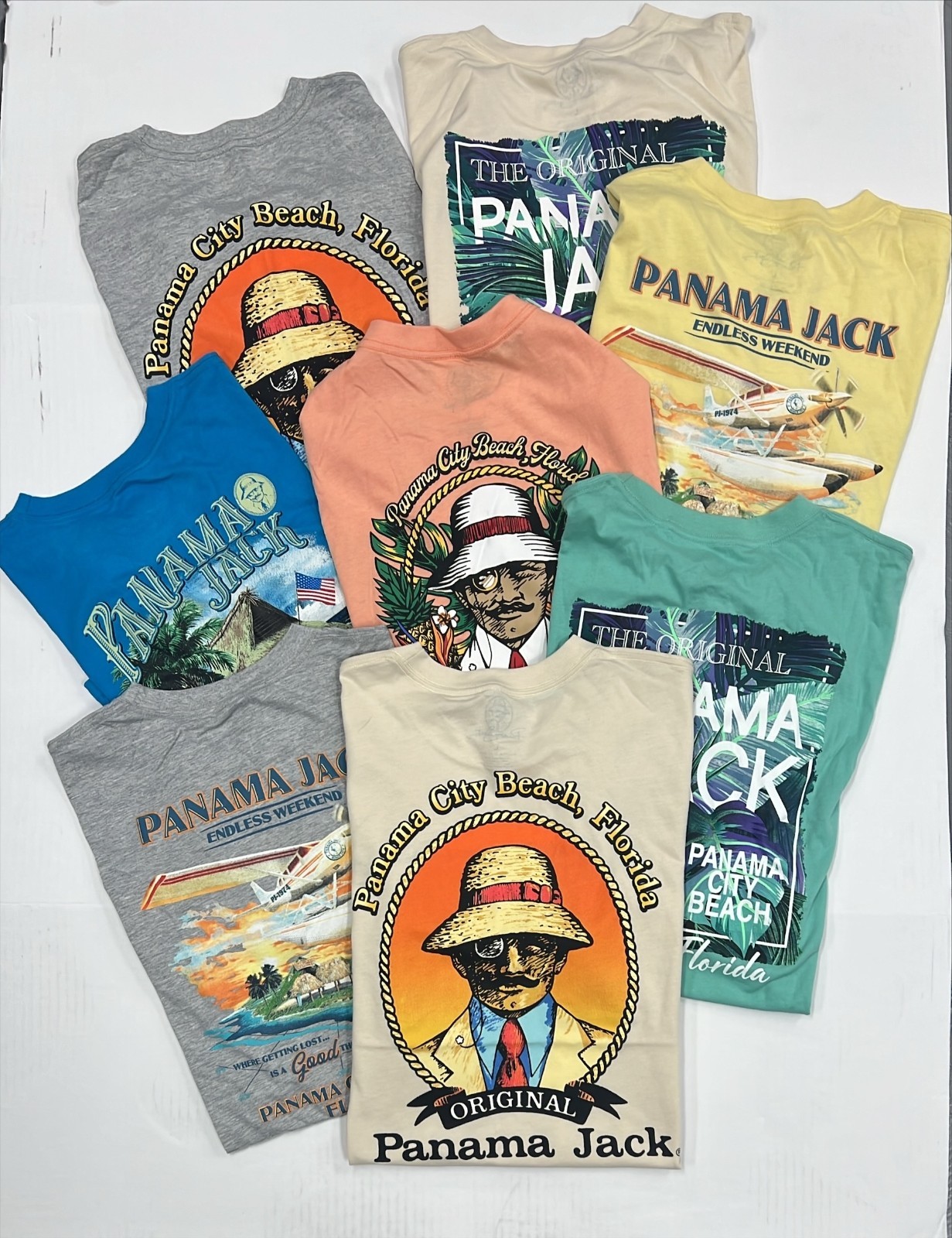 Panama Jack T-shirts, Size LG, Lot of 8, Cotton Blend, Assorted Colors