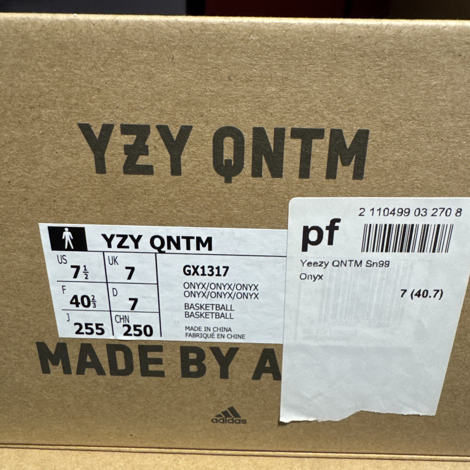 GX1317 Adidas Yeezy QNTM ‘Onyx’ US7.5M EU40 2/3