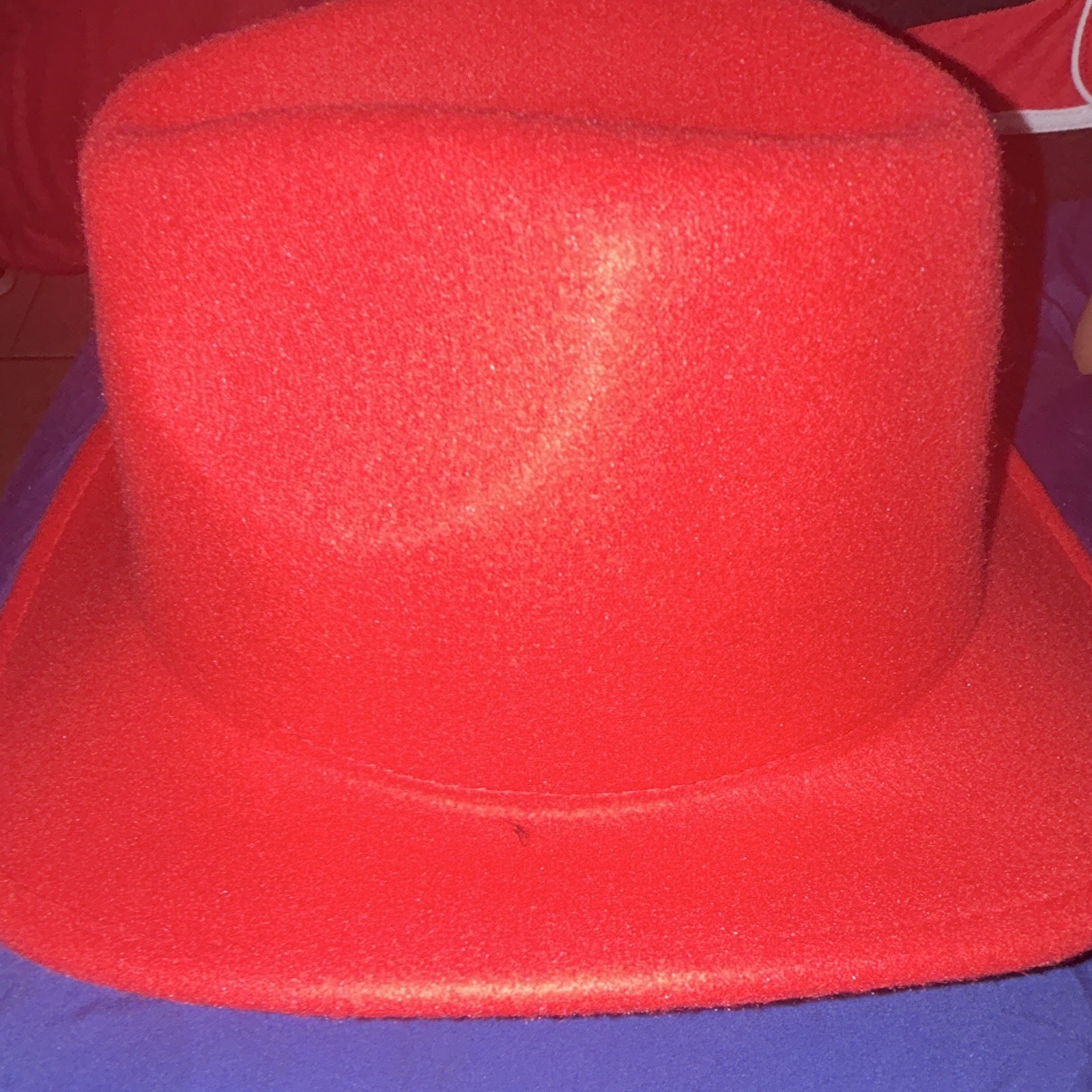 Wide Brim Red Felt Cowboy Hat, Solid One Size Women’s Western Casual Party