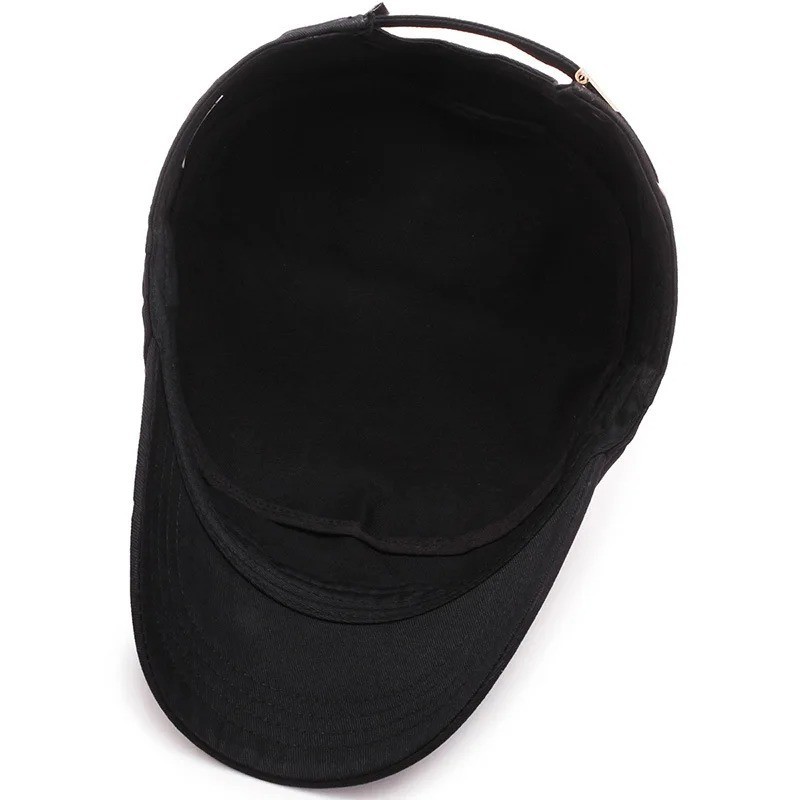 Army, Military Flat Cadet Top Hat, Summer Cotton Military Washed Adjustable Cap