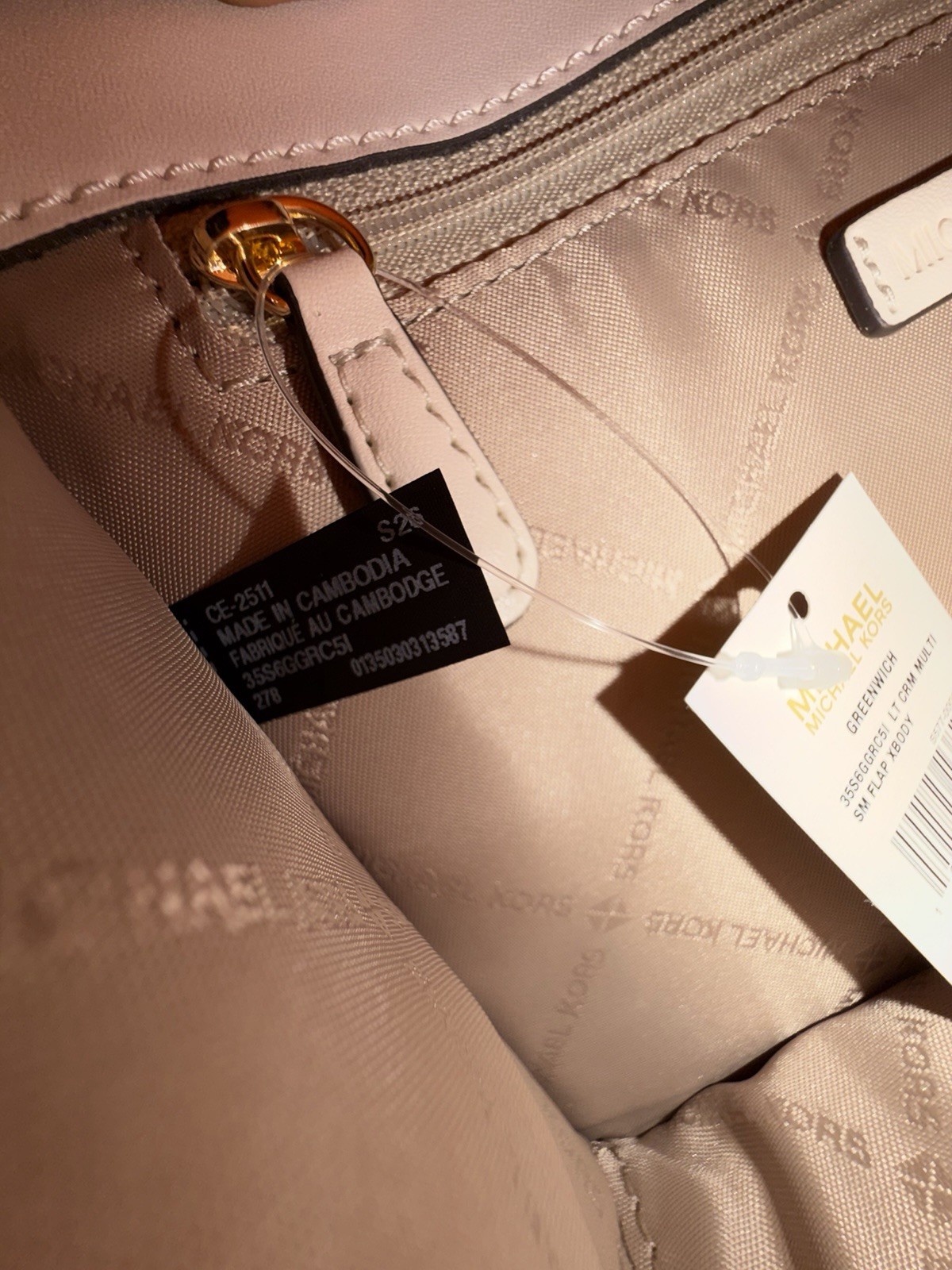 Michael Kors Greenwich Small Shoulder Flap Crossbody Bag Light Cream Multi